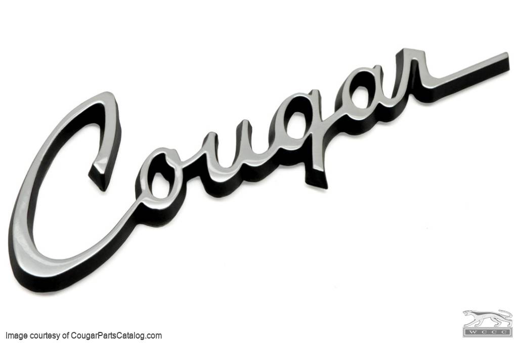 Emblem - Rear Deck / Trunk Lid - COUGAR Script - Repro ~ 1969 - 1973 Mercury Cougar - 11652