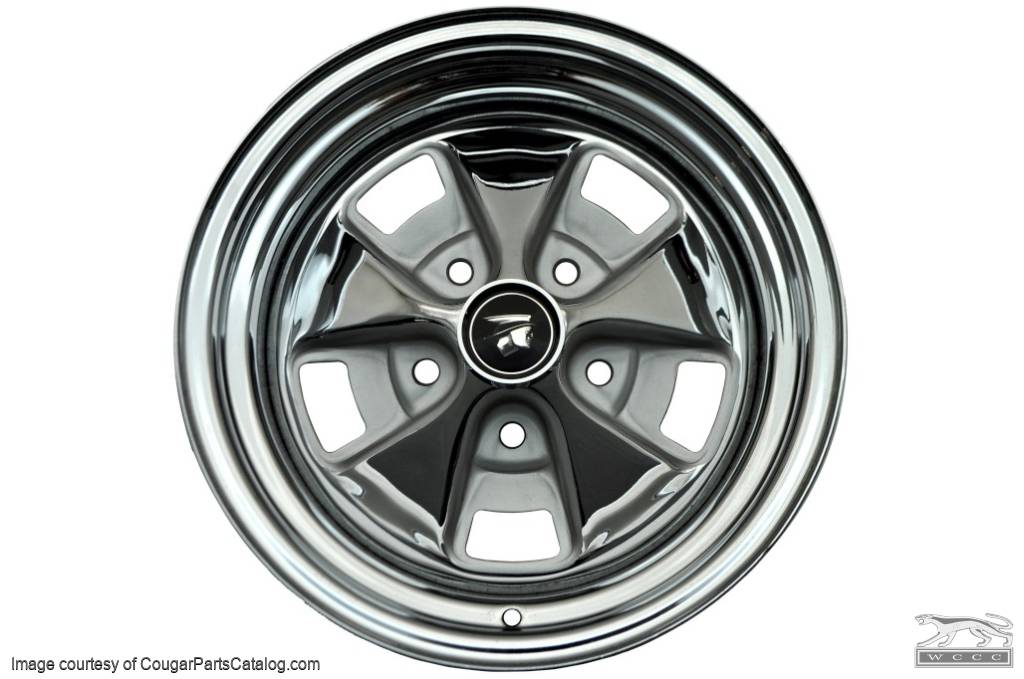 Styled Steel Wheel - 14 X 7 - Chrome Outer Rim - Repro ~ 1967 - 1968 Mercury Cougar - 14743