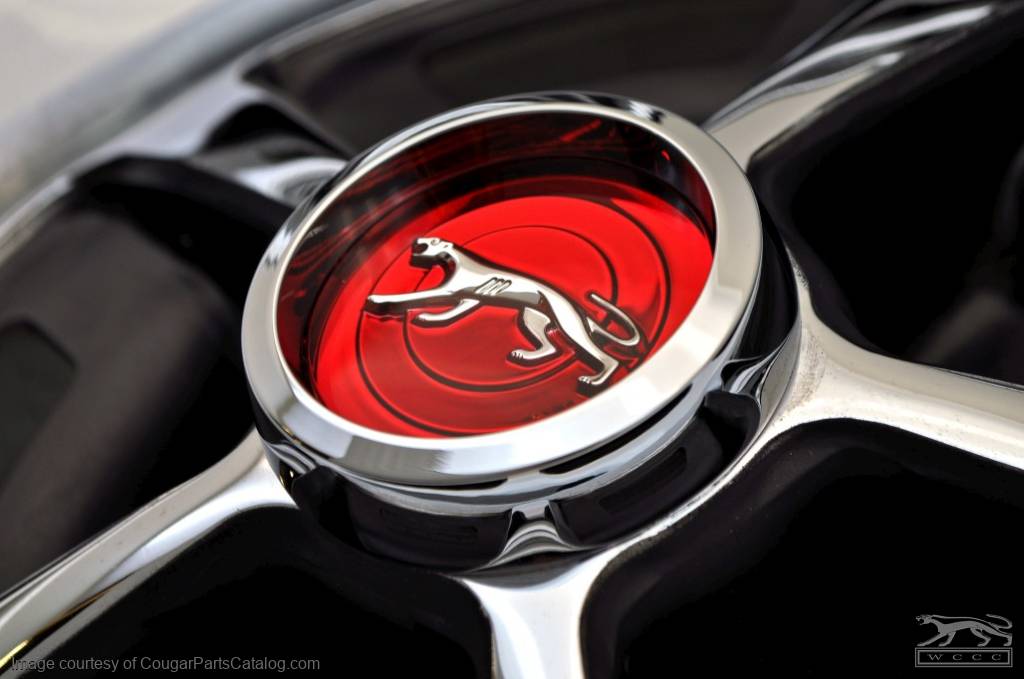 Center Cap - Magnum 500 Wheel - Chrome - RED Center - Walking Cat Logo ...