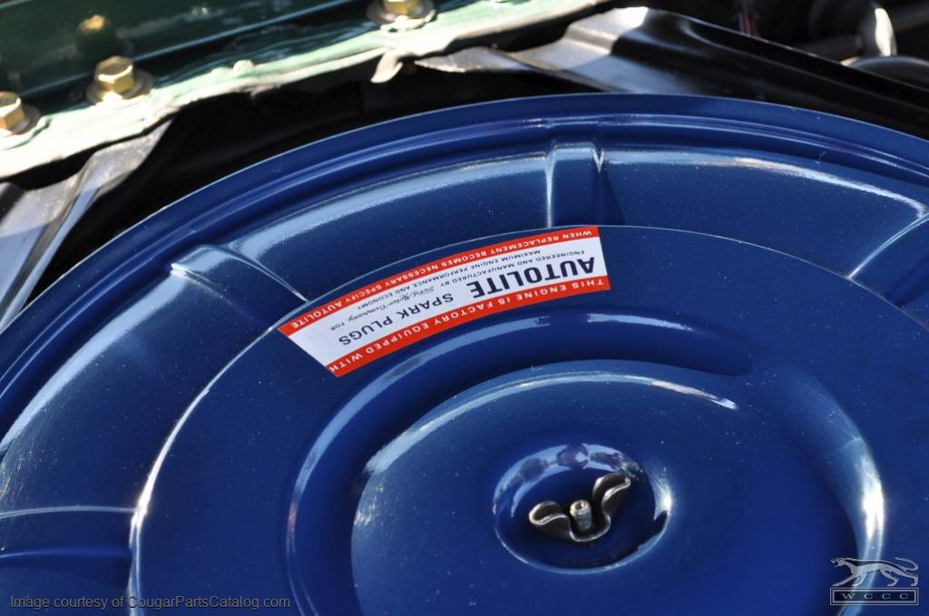 Air Cleaner Decal - Autolite Spark Plug - Repro ~ 1967 Mercury Cougar - 1967 Ford Mustang - 26285