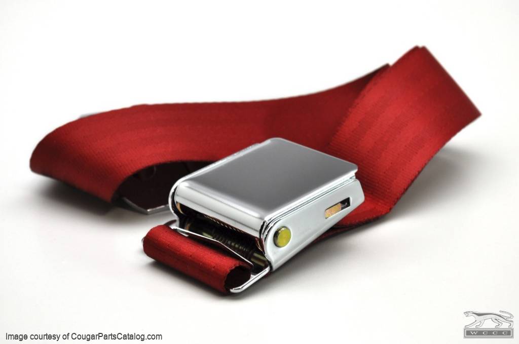 Seat Belt - BRIGHT RED - Repro ~ 1967 - 1973 Mercury Cougar - 1967 - 1973 Ford Mustang - 41822