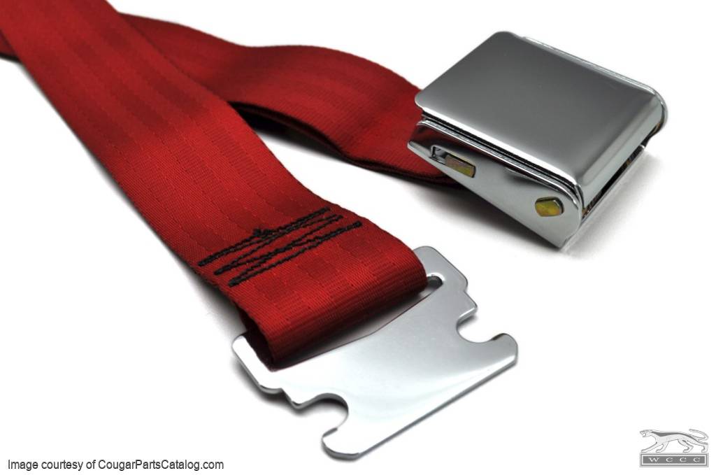 Seat Belt - BRIGHT RED - Repro ~ 1967 - 1973 Mercury Cougar - 1967 - 1973 Ford Mustang - 41822