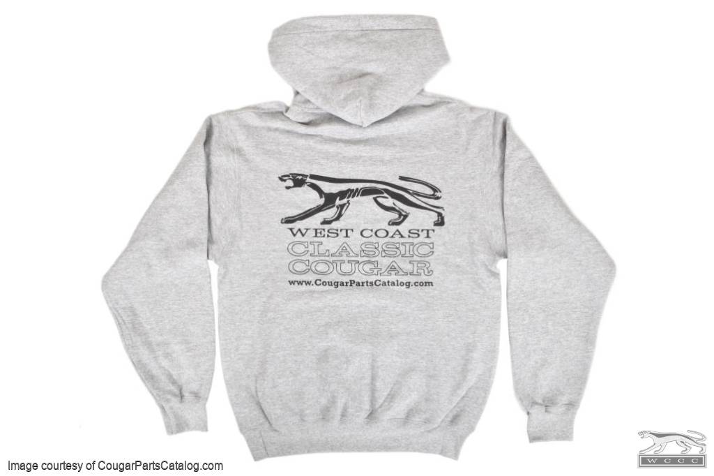 Sweatshirt - Gray Hoodie - WCCC - Men's LARGE - New ~ 1967 - 1973 Mercury Cougar - 12-0104