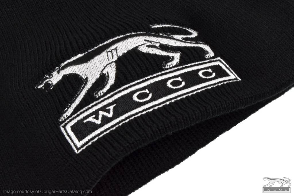 Beanie - BLACK - Walking Cat / WCCC Logo - New ~ 1967 - 1973 Mercury Cougar  - 12-1017