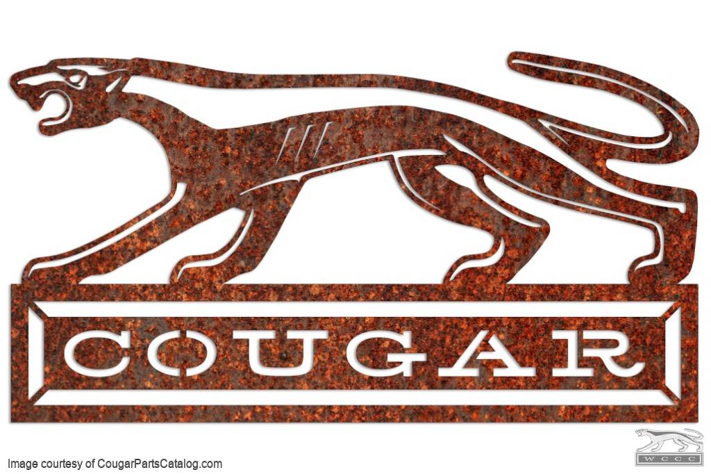 COUGAR Walking Cat Sign - Rusty Laser Cut Steel - 24" x 13" - New ~ 1967 - 1973 Mercury Cougar - 12-1030