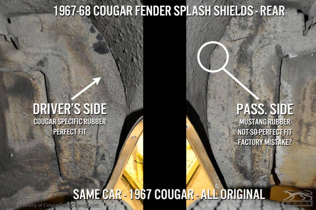 Splash Shield Set - Rubber - 8 Piece - Repro ~ 1968 Mercury Cougar - 13608