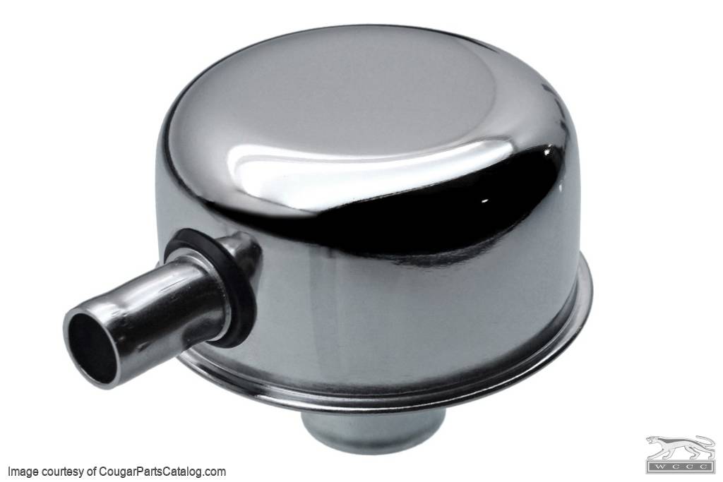 Oil Cap - Push On - CHROME - Closed Emissions - NEW ~ 1967 - 1973 Mercury Cougar / 1967 - 1973 Ford Mustang - 13862