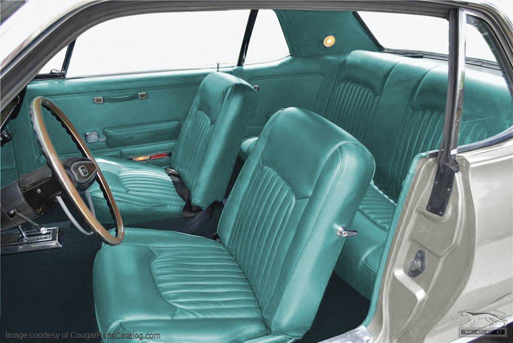 Interior Seat Upholstery - Vinyl - XR7 - AQUA - Complete Kit - Repro ~ 1968 Mercury Cougar - 14693