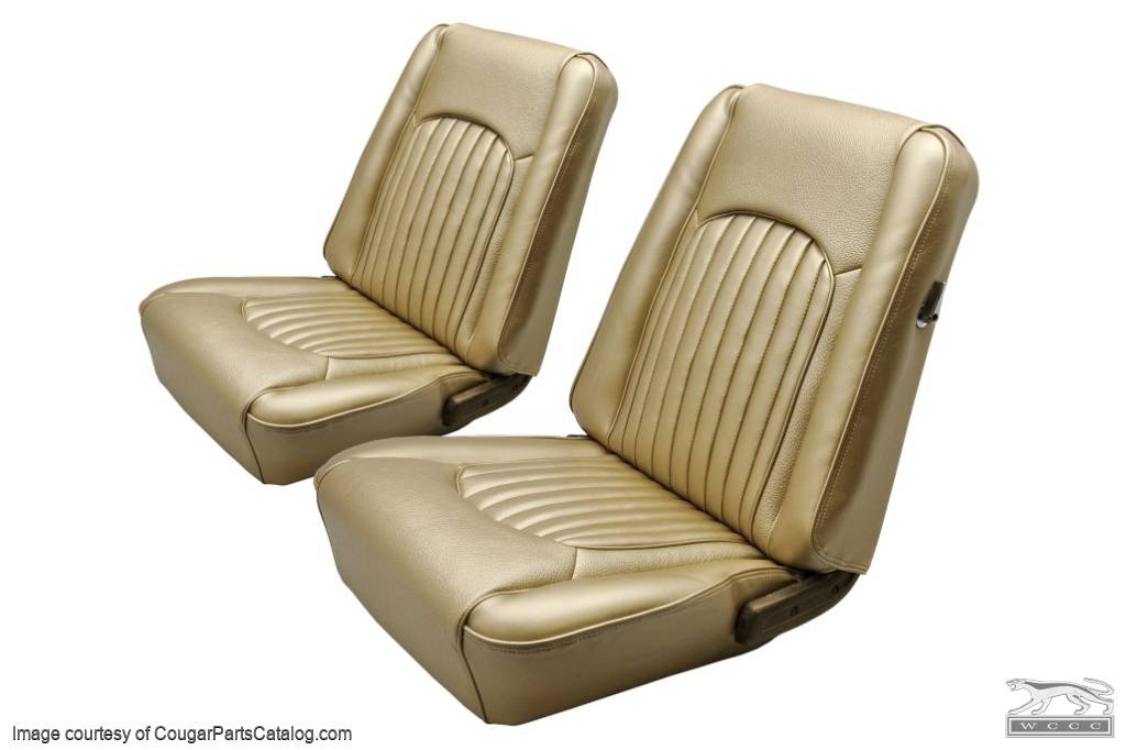 Interior Upholstery - Vinyl - XR7 - NUGGET GOLD - Front Set - Repro ~ 1968 Mercury Cougar - 14718