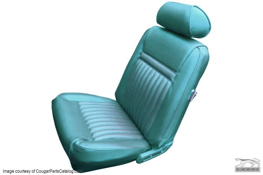 Interior Seat Upholstery - Vinyl - Decor - Coupe - AQUA - Complete Kit - Repro ~ 1969 Mercury Cougar 1969,1969 cougar,aqua,c9w,complete,cougar,coupe,decor,interior,kit,mercury,mercury cougar,new,repro,reproduction,upholstery,vinyl,14834