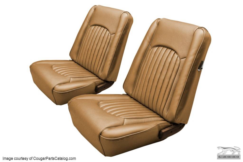 Interior Seat Upholstery - Vinyl - XR7 - SADDLE - Front Set - Repro ~ 1968 Mercury Cougar - 14888