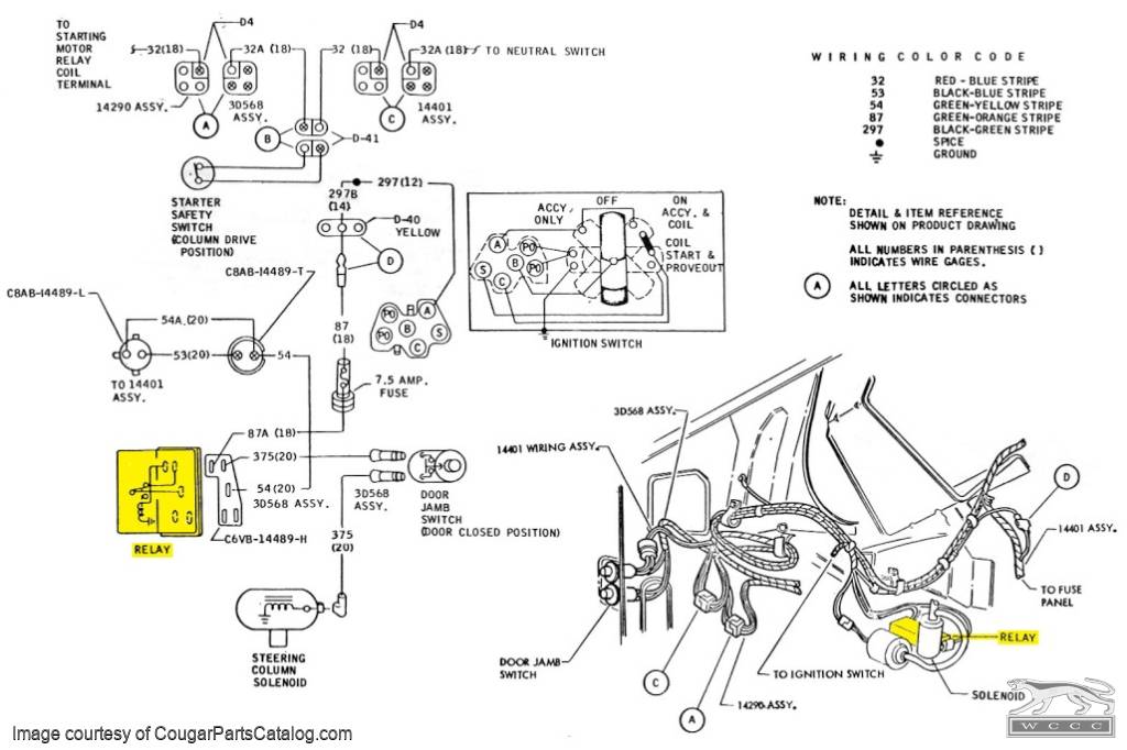 Relay - Steering Column - Tilt / Tilt Away Lock - NOS ~ 1968 - 1969 Mercury Cougar / 1968 - 1969 Ford Mustang - 32335