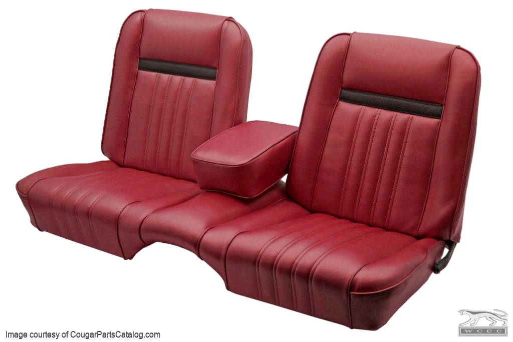 Interior Seat Upholstery - Vinyl - Standard / Decor - RED - Front Bench - Front Set - Repro ~ 1967 Mercury Cougar - 15175