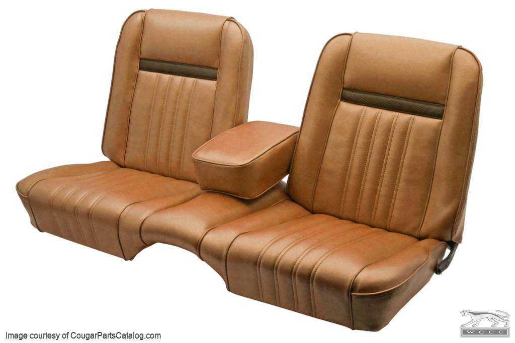 Interior Upholstery - Vinyl - Standard / Decor - SADDLE - Front Bench - Front Set - Repro ~ 1967 Mercury Cougar - 15178