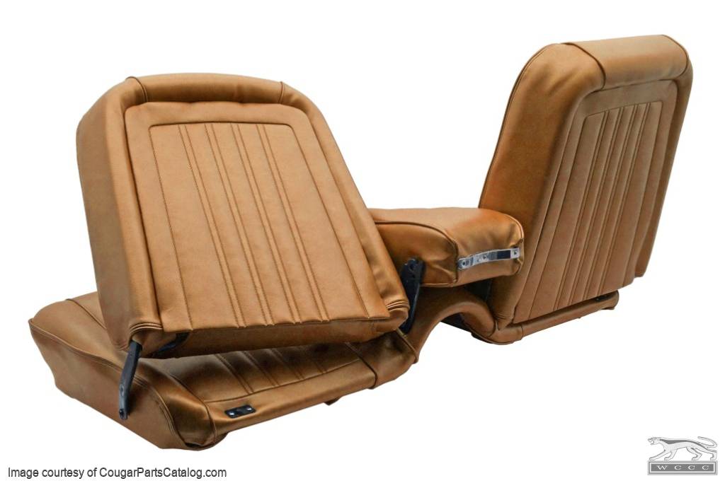 Interior Upholstery - Vinyl - Standard / Decor - SADDLE - Front Bench - Front Set - Repro ~ 1967 Mercury Cougar - 15178