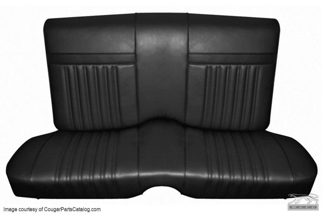 Interior Seat Upholstery - Vinyl - Standard / Decor - BLACK - Front Bench - Complete Set - Repro ~ 1967 Mercury Cougar - 15170