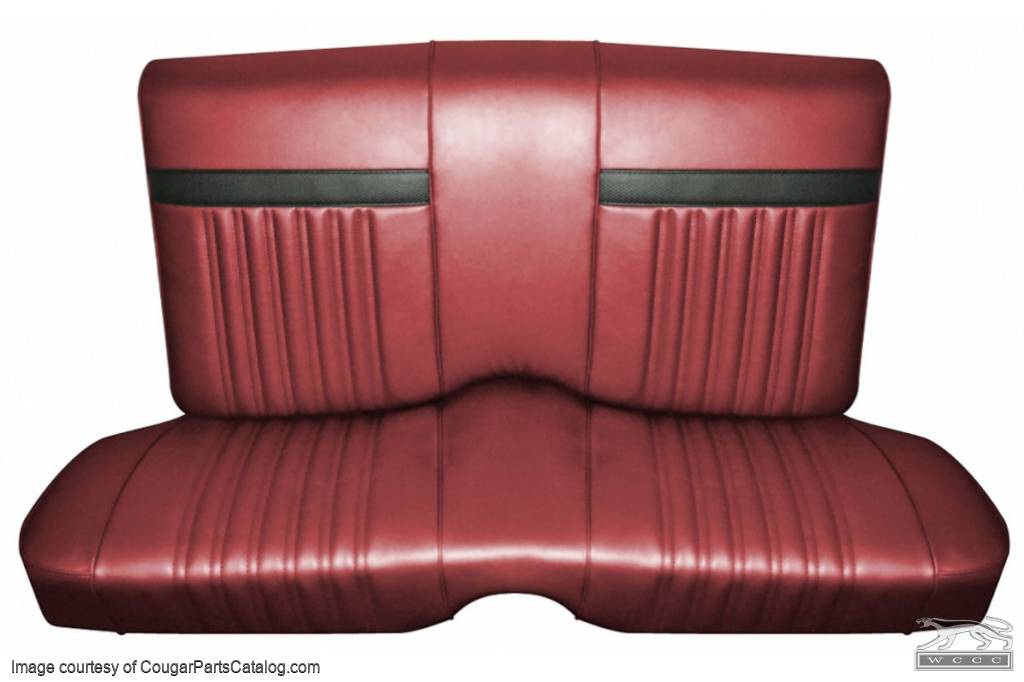 Interior Seat Upholstery - Vinyl - Standard / Decor - RED - Front Bench - Complete Set - Repro ~ 1967 Mercury Cougar - 15176