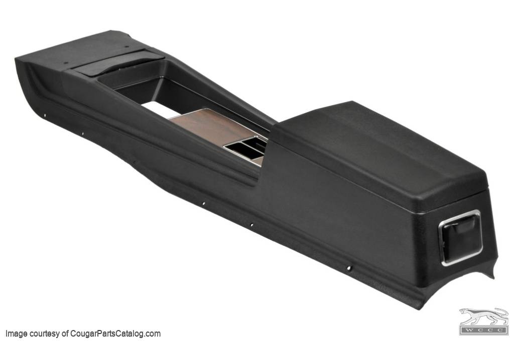 Center Console - Manual Transmission - w/ Woodgrain Insert - Flat Lid - Repro ~ 1969 Mercury Cougar / 1969 Ford Mustang - 17788