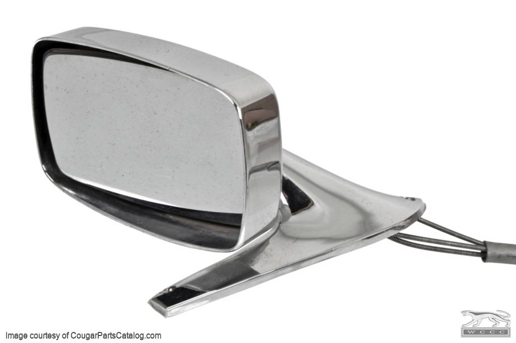 Side View Mirror - Driver Side - Chrome - Remote - Standard - Grade B - Used ~ 1969 Mercury Cougar - 19476