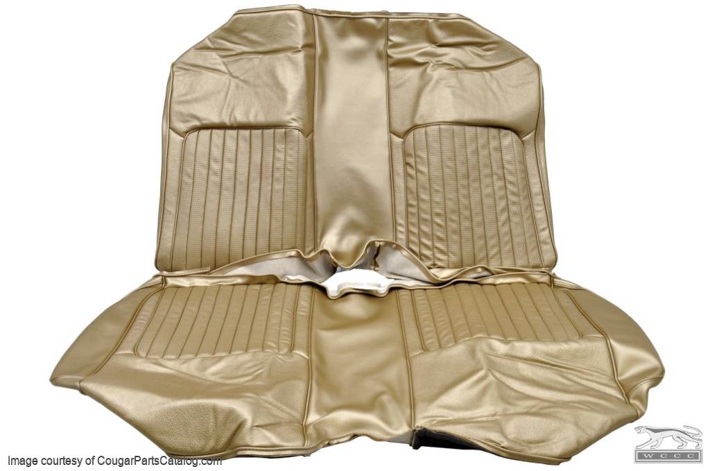 Interior Seat Upholstery - Vinyl - XR7 - w/ Comfortweave Inserts - NUGGET GOLD - Rear Seat - Repro ~ 1968 Mercury Cougar - 14801