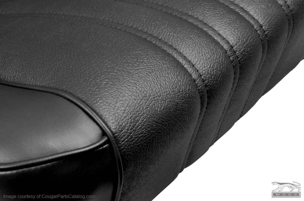 Interior Seat Upholstery - Vinyl - Decor - BLACK - Front Set - Repro ~ 1968 Mercury Cougar - 14952