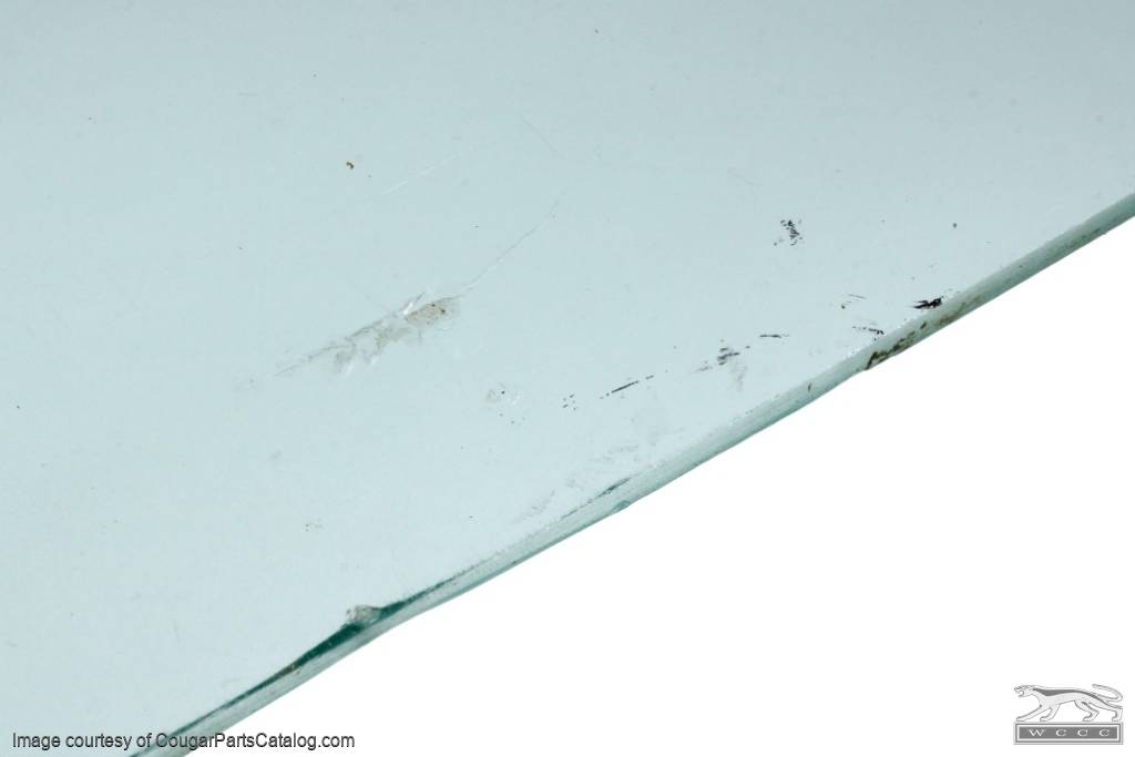 Door Glass - Glue In - CLEAR - Passenger Side - Grade B - Used ~ 1970 Mercury Cougar / 1970 Ford Mustang - 20444
