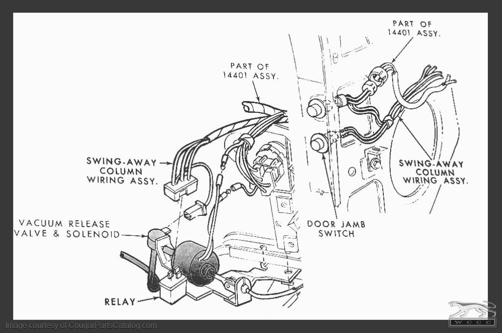 Wiring Harness - Tilt / Tilt Away Column - Used ~ 1968 Mercury Cougar / 1968 Ford Mustang - 32895