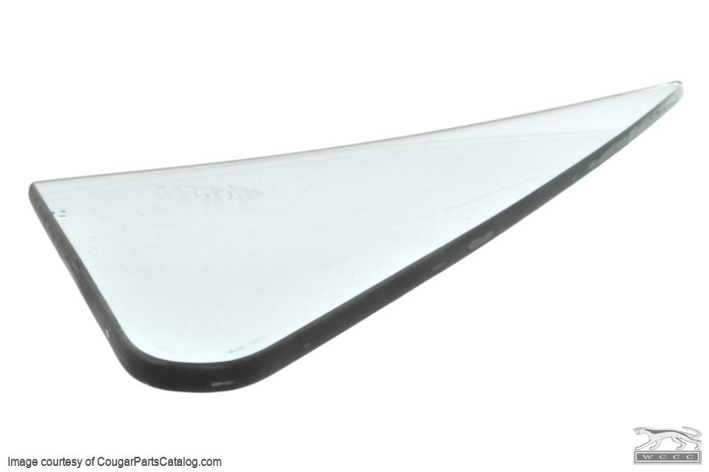 Door Vent Glass - CLEAR - Driver Side - Grade A - Used ~ 1967 - 1968 Mercury Cougar / 1965 - 1968 Ford Mustang - 20637