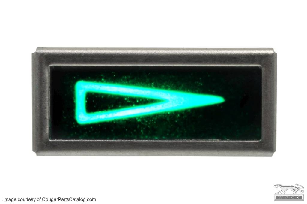 Lens - Turn Signal Indicator with bezel - Dash - Green - Used ~ 1967 - 1968 Mercury Cougar - 21-0017