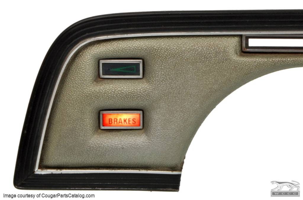 Lens - Brake indicator with bezel - Dash - RED - Used ~ 1967 - 1968 Mercury Cougar - 21-0053