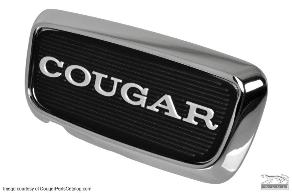 Trunk Lock Cover Plate - w/ COUGAR Decal - Repro ~ 1967 - 1968 Mercury Cougar - 23984