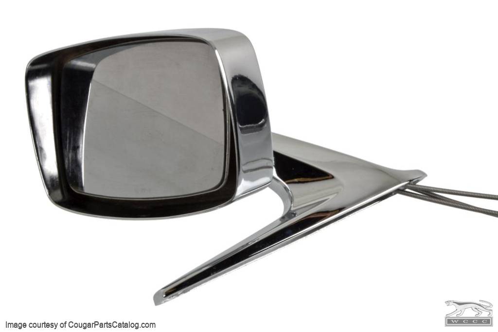 Side View Mirror - Chrome - Driver Side - Remote KIT - Standard - NOS ~ 1971 - 1973 Mercury Cougar - 25519
