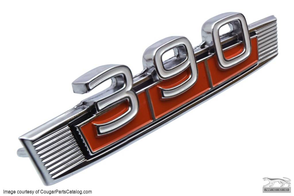 Emblem - 390 - Fender Badge - EACH - Repro ~ 1969 Mercury Cougar / Ford Torino - 26204