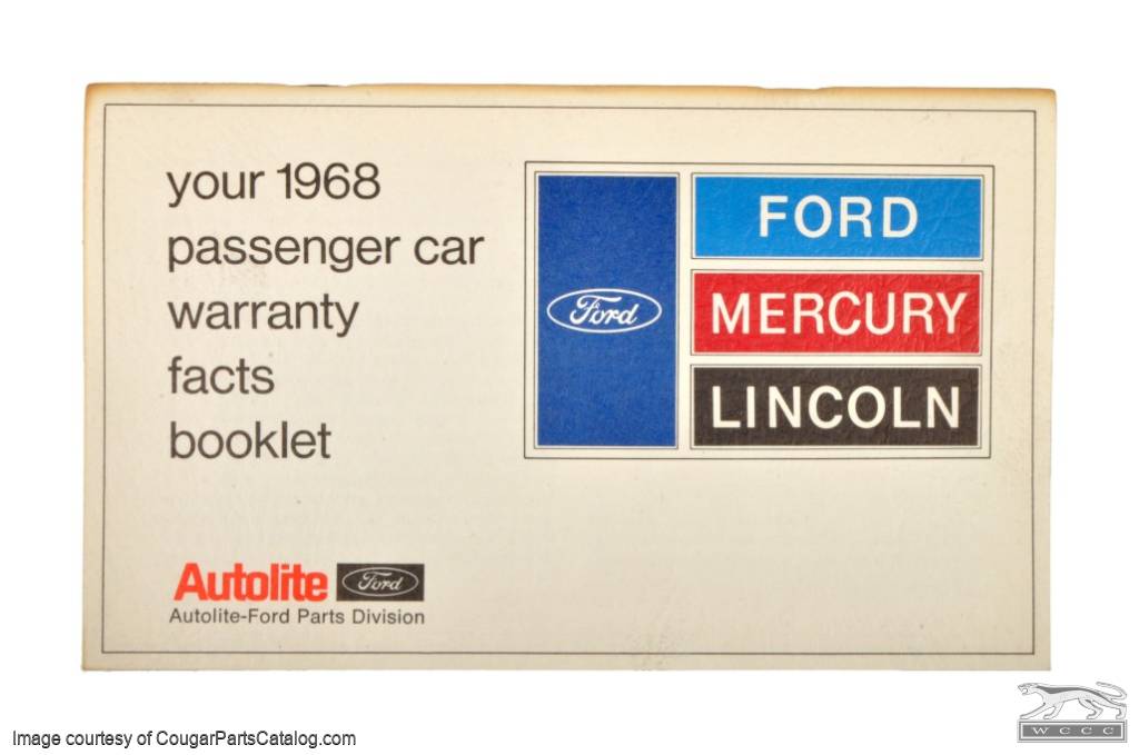 Booklet - Warranty Facts - 1968 Ford / Mercury - NOS ~ 1968 Mercury Cougar / 1968 Ford Mustang - 26215