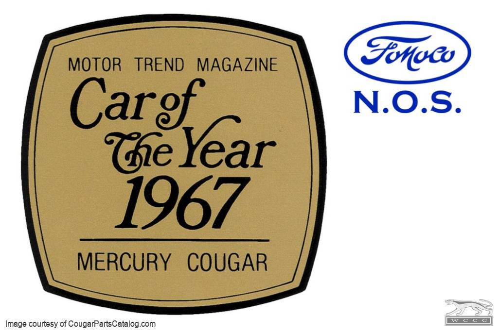 Decal - BLACK / GOLD - Car Of The Year - NOS ~ 1967 Mercury Cougar - 26377