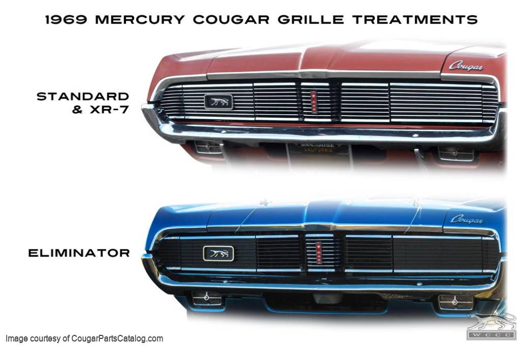 Emblem / Corral Assembly - Used Coral / New Emblem and Background - Grille / Headlight Door - Used ~ 1969 Mercury Cougar - 26458