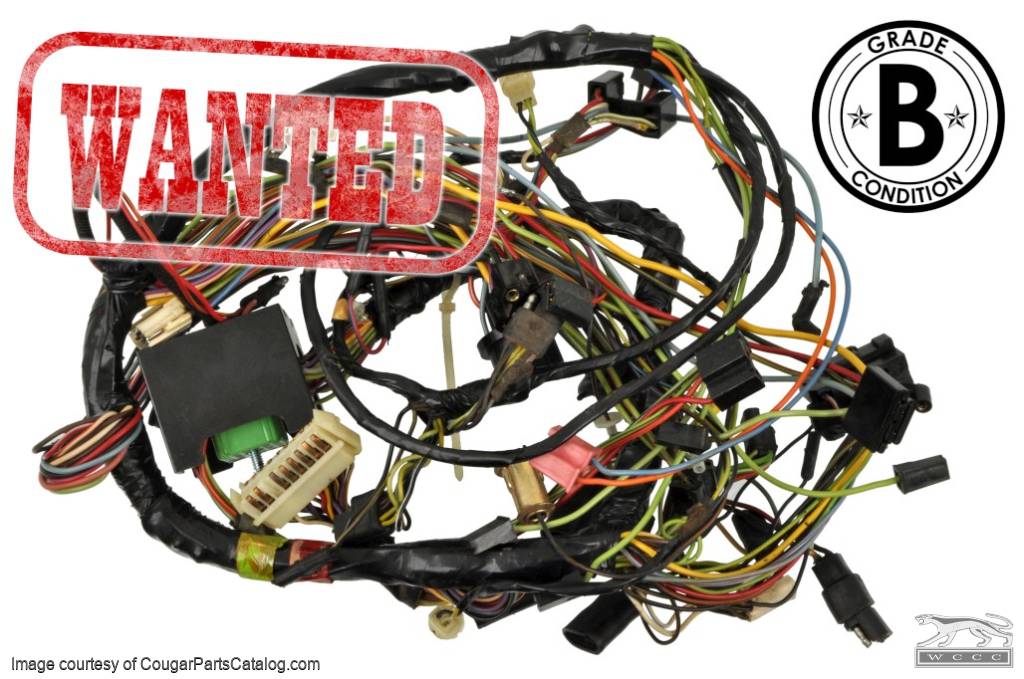 Under Dash Wiring Harness - with A/C - XR7 / Eliminator - Grade B - WHITE - Used ~ 1969 Mercury Cougar - 26971