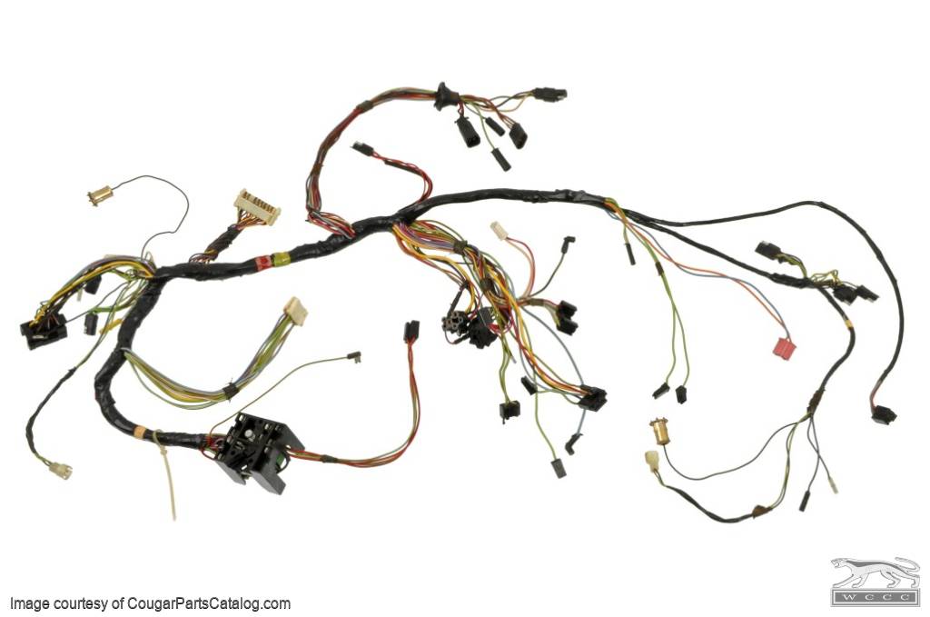 Under Dash Wiring Harness - without A/C - XR7 / Eliminator - Grade B - WHITE - Used ~ 1969 Mercury Cougar - 22233