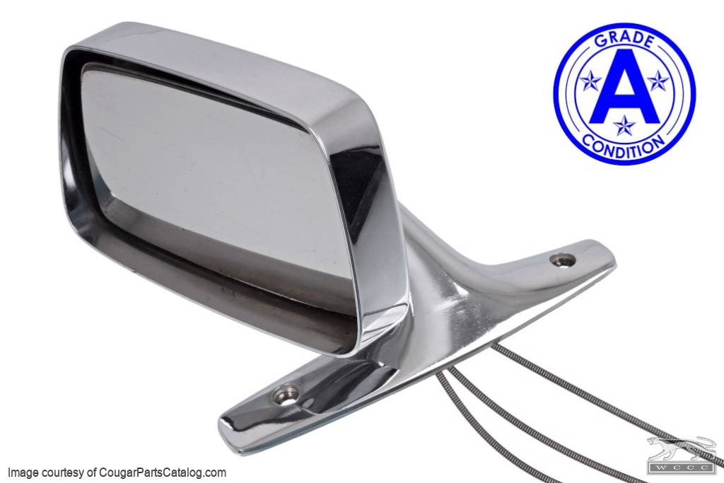 Side View Mirror - Driver Side - Chrome - Remote - Standard - Grade A - Used ~ 1967 Mercury Cougar - 26940