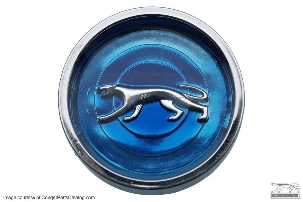 Center Cap - Styled Steel Wheel - BLUE - Walking Cat - NOS ~ 1969 - 1970 Mercury Cougar - 30875