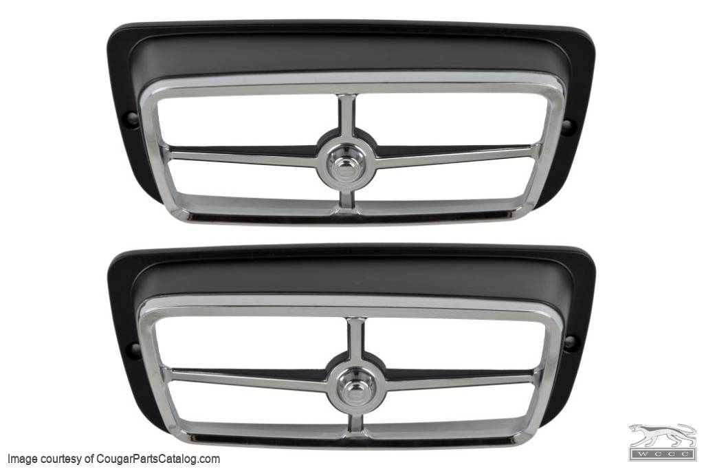 Bezels - Turn Signal / Parking Light - Front - PAIR - Repro ~ 1969 - 1970 Mercury Cougar / Mach I / Shelby - 30945