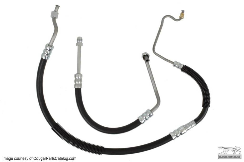 Hose Kit - High Pressure - Power Steering - Upper and Lower - w/ 1/4 Inch Fitting - Small Block - PREMIUM - Repro ~ 1967 Mercury Cougar / 1967 Ford Mustang - 31363