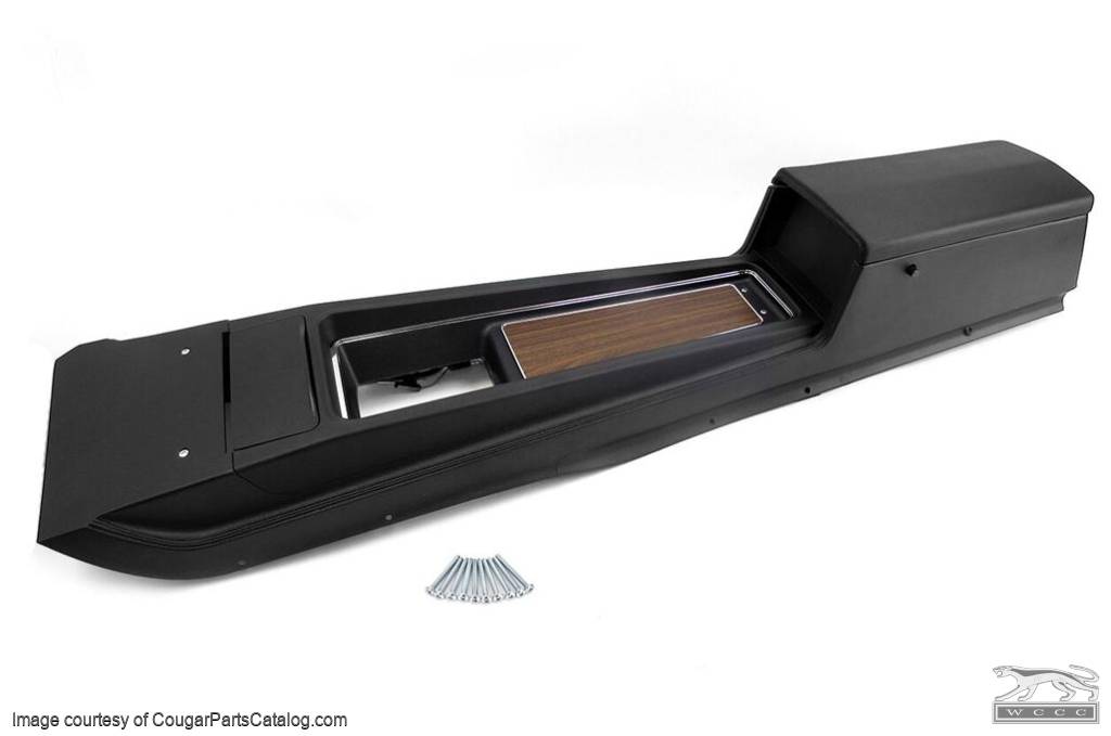 Center Console - w/ Woodgrain Insert - Flat Lid - Automatic Transmission - Repro ~ 1970 Mercury Cougar / 1970 Ford Mustang - 31848