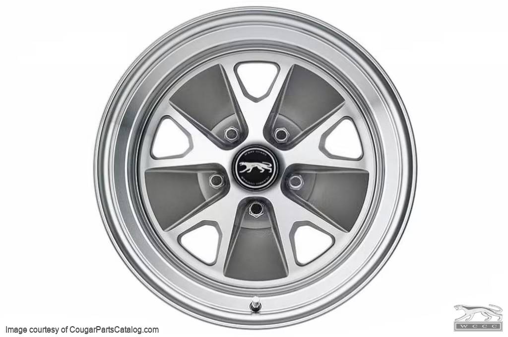 Legendary Styled Alloy Wheel - 15 X 7 - Charcoal Inserts - Repro ~ 1967 - 1973 Mercury Cougar / 1965 - 1967 Mustang - 31961