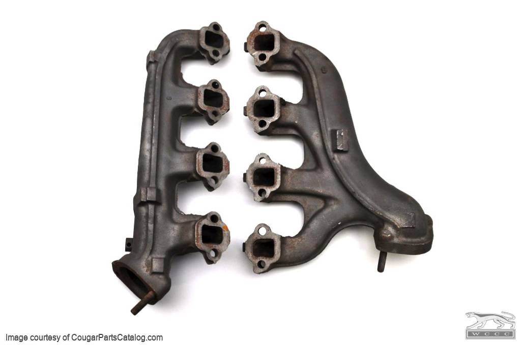 Exhaust Manifolds - 351W - PAIR - Grade A - Used ~ 1969 - 1970 Mercury Cougar / 1969 - 1970 Ford Mustang - 23373
