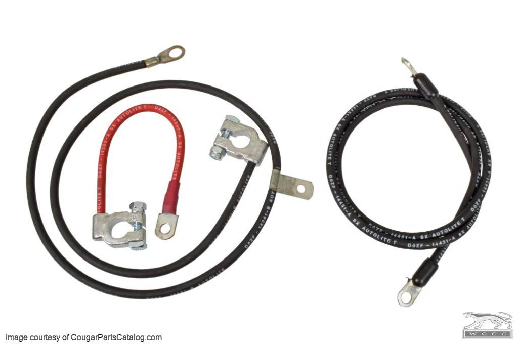 Battery Cables - 302 / 351 - Standard Draw - CONCOURS CORRECT - Repro ~ 1970 - 1971 Mercury Cougar / 1970 - 1971 Ford Mustang - 41981
