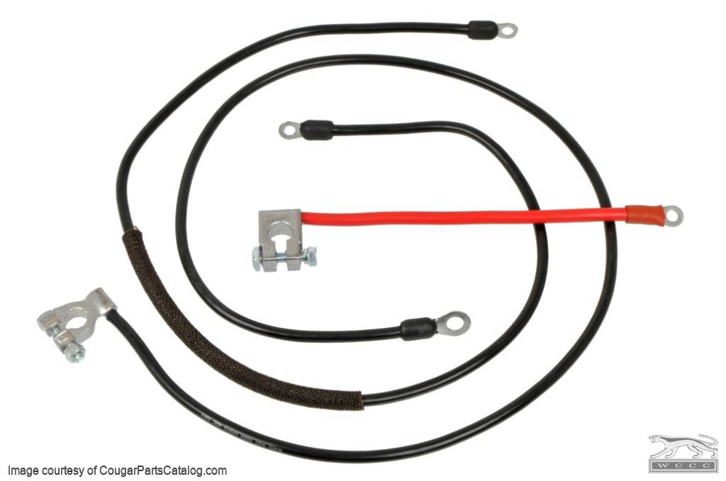 Battery Cables - 390 / 428CJ - High Draw - CONCOURS CORECT - Repro ~ 1968 - 1969 Mercury Cougar / 1968 - 1969 Ford Mustang - 41998