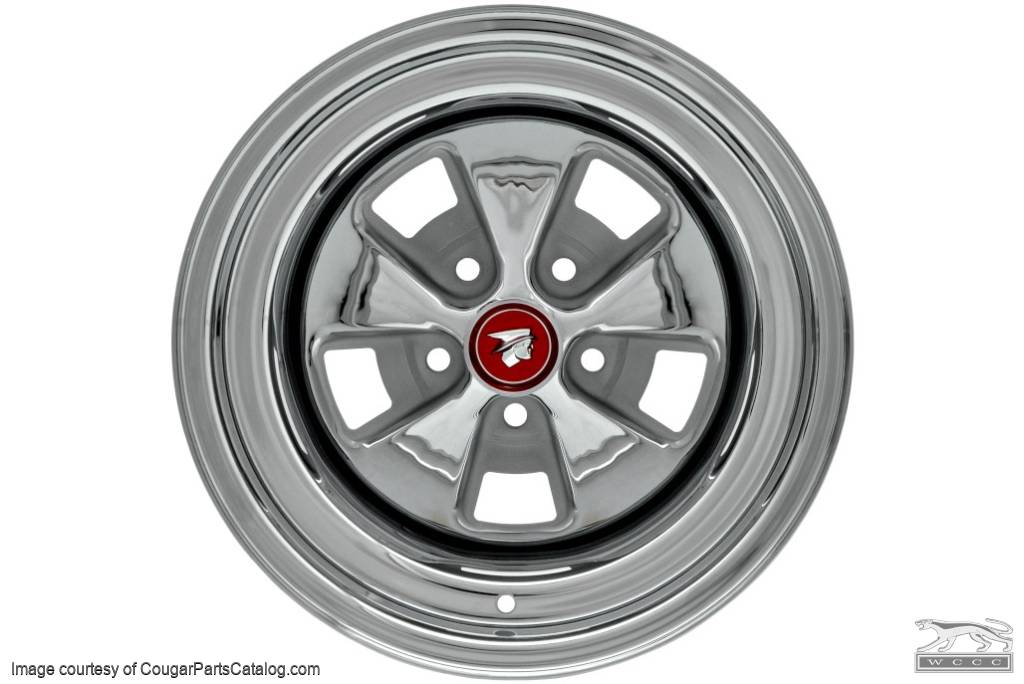 Styled Steel Wheel - 15 X 8 Inch - Chrome Outer - Repro ~ 1967 - 1968 Mercury Cougar - 23433