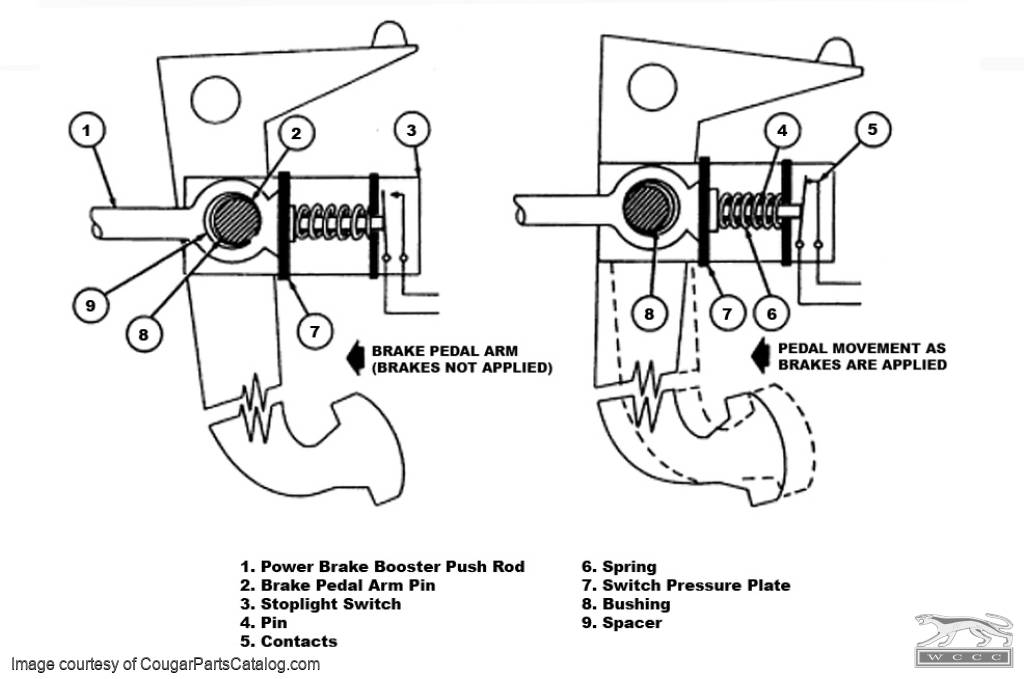 Switch - Brake Light - Power Brakes - Repro ~ 1971 - 1973 Mercury Cougar / 1971 - 1973 Ford Mustang - 14176