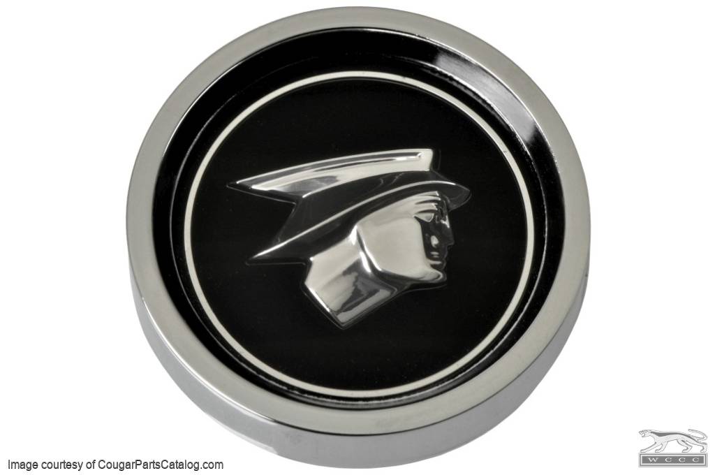 Center Cap - Styled Steel Wheel - BLACK - Mercury Man Logo - EACH - NOS ~ 1967 - 1968 Mercury Cougar - 24133